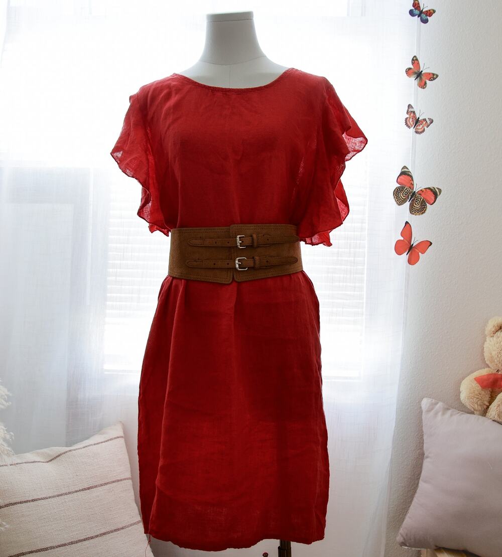 Lungo L'arno Italy  Linen red mini dress size M